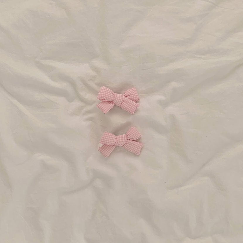 Girls Gingham Bow Hair Clips (2pk) - 2 Colors