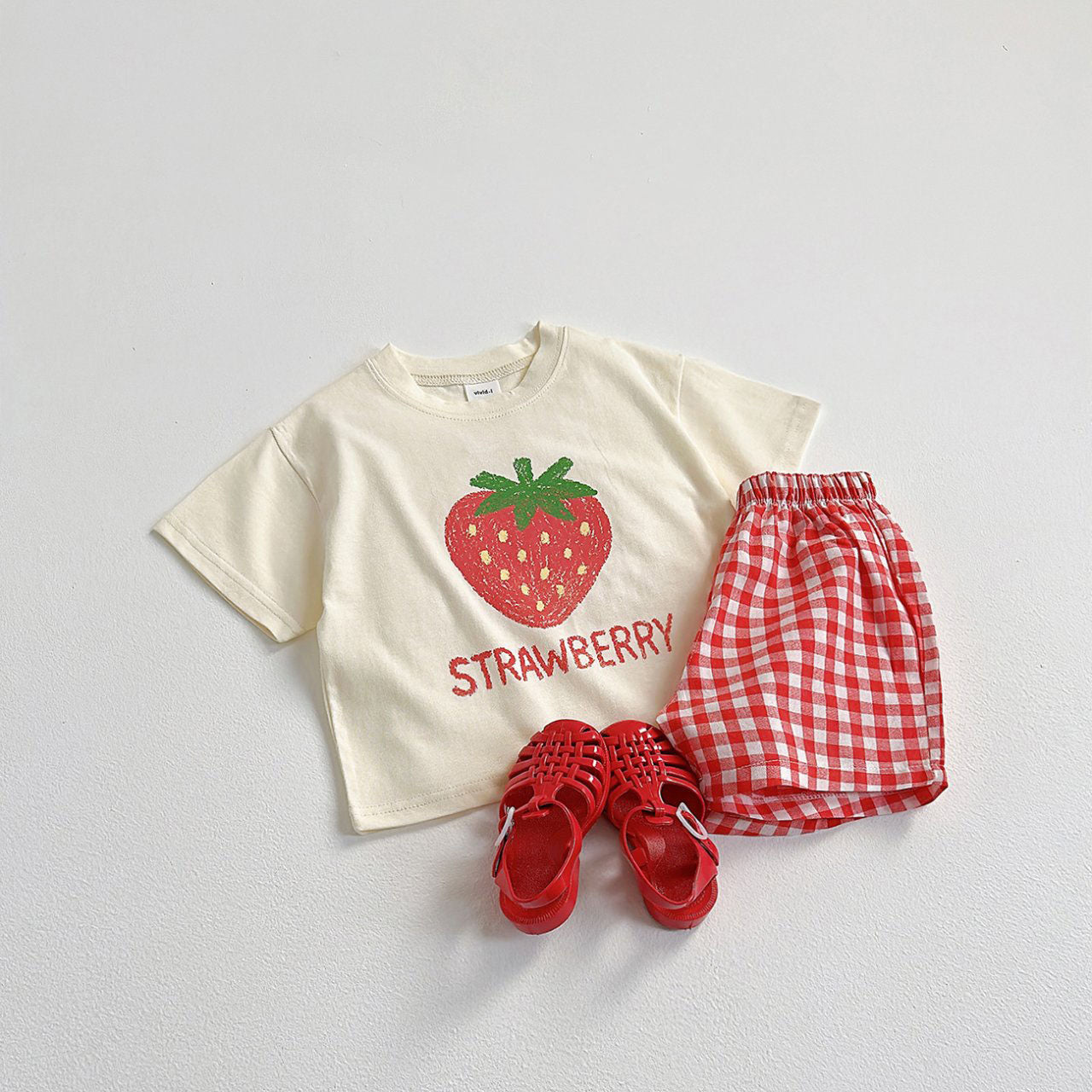 Toddler SS25 Fruit Print Short Sleeve Top and Gingham Shorts Set (1-6y) - 4 Colors - AT NOON STORE