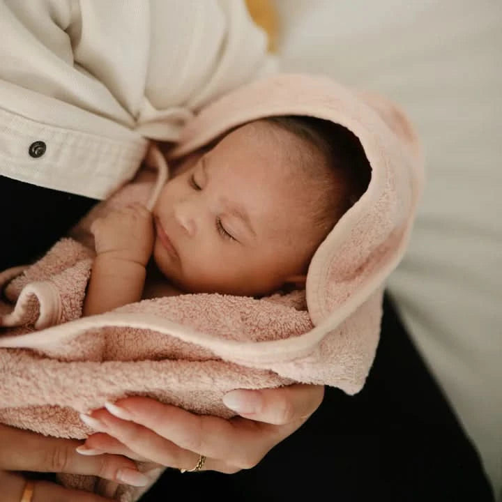 Mushie Organic Cotton Baby Hooded Towel - Blush - AT NOON STORE