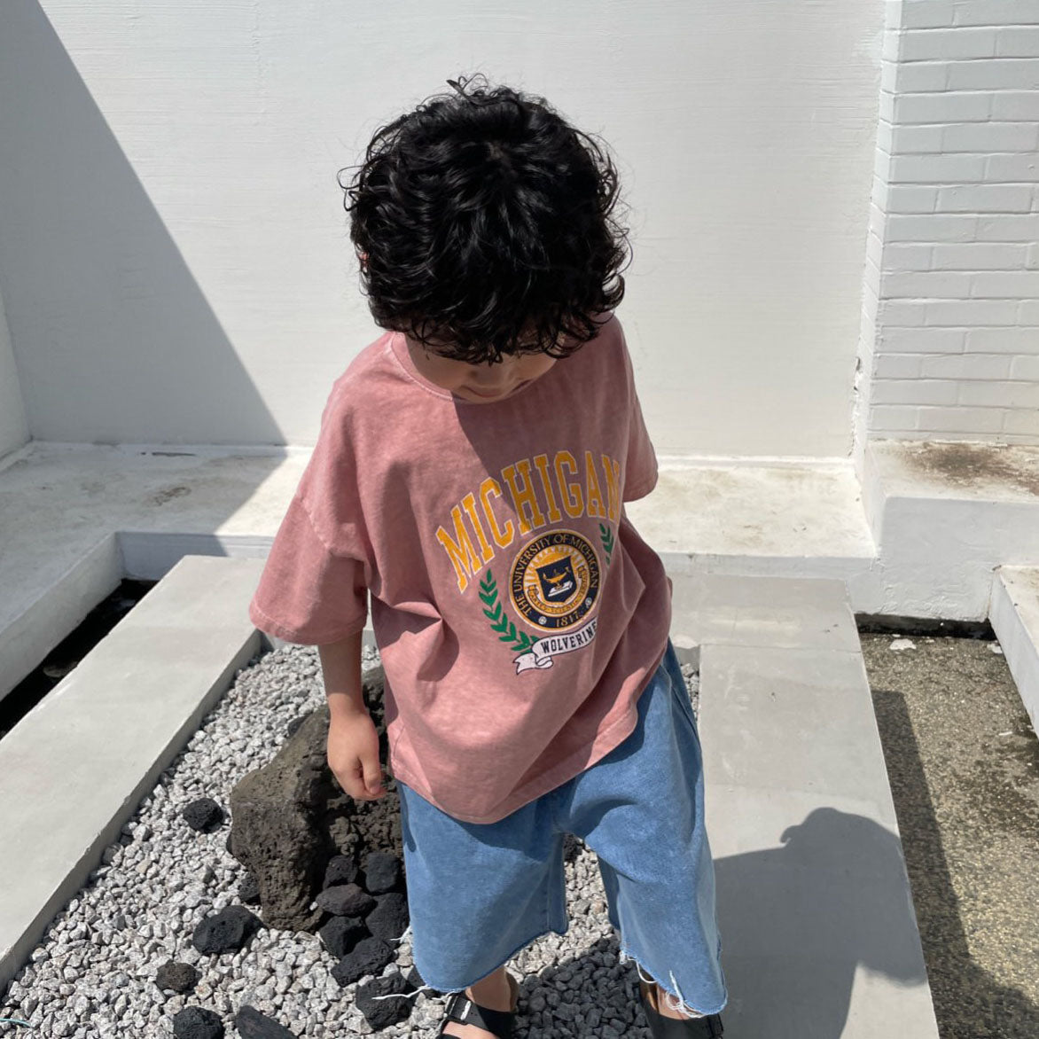Kids SS25 'MICHIGAN' Pigment Dyed Short Sleeve Top (2-7y) - 2 Colors - AT NOON STORE