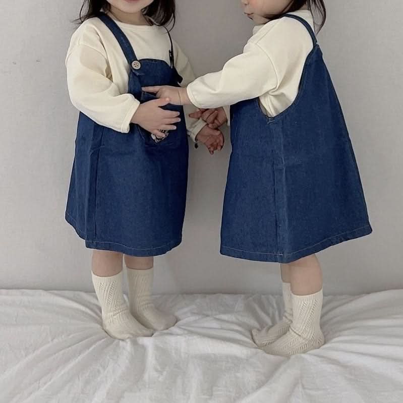 Toddler S25 Disney Mickey Face Embroidery Pocket Denim Skirtall (1-6y) - Denim - AT NOON STORE