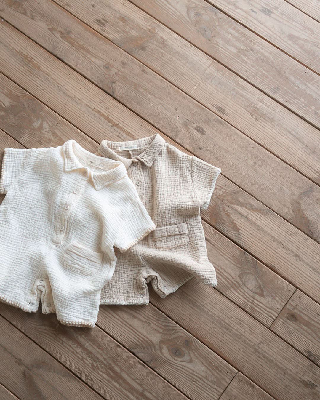 Baby Gauze Cottone Collar Jumpsuit (3-12m) - 2 Colors - AT NOON STORE