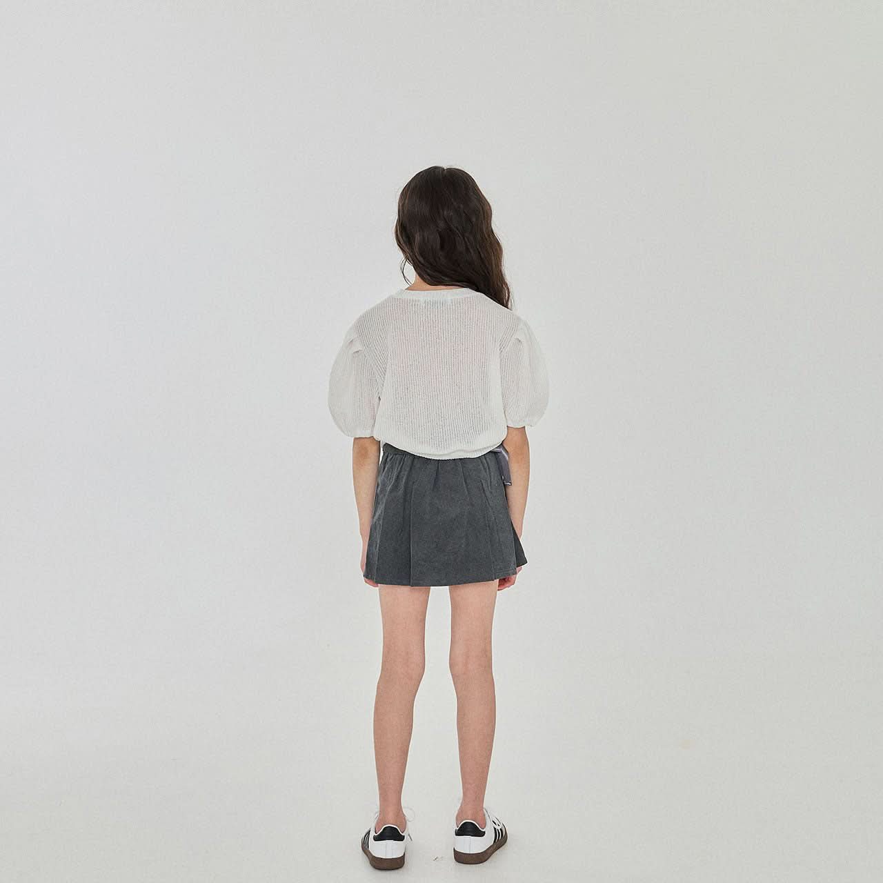 Girls Bow Detail Short Sleeve Summer Knit Top (3-6y) - Ivory - AT NOON STORE