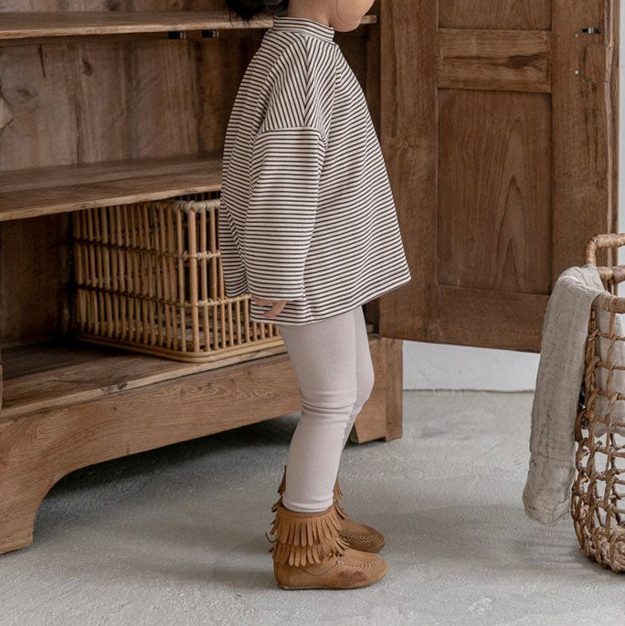 Toddler W25 Stripe Mock Neck Long Sleeve Top (2-7y) - Beige