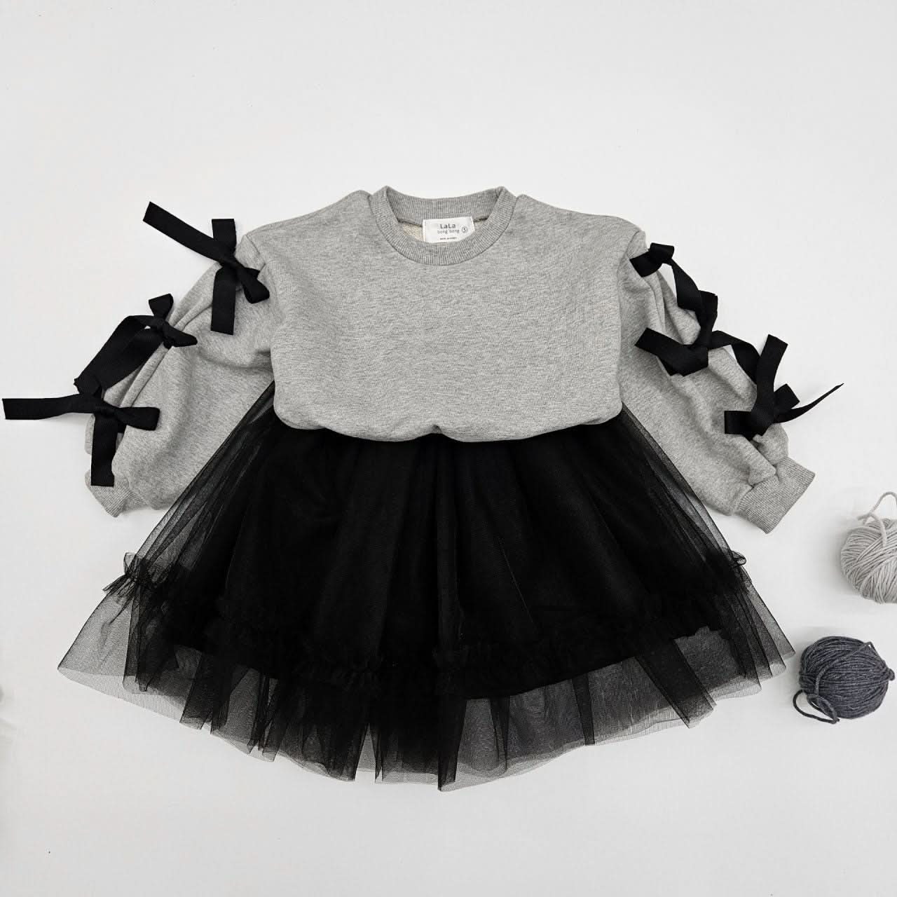 Toddler Bow Detail Long Sleeve Cropped Sweatshirt (2-7y) - 2 Colors - AT NOON STORE