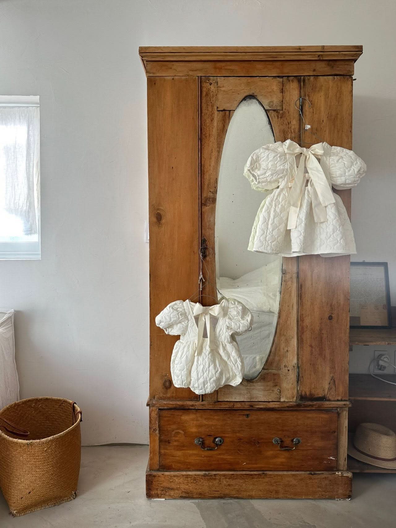 Toddler Monbebe Puff Sleeve Tie Bow Quilted Dress  (1-6y) - AT NOON STORE