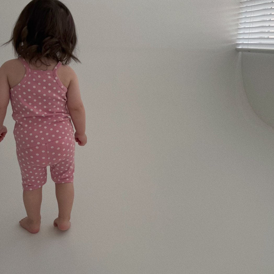 Baby Toddler Bella SS25 Polka Dot Noodle Strap Top and Biker Shorts Set (1-6y) - Pink - AT NOON STORE