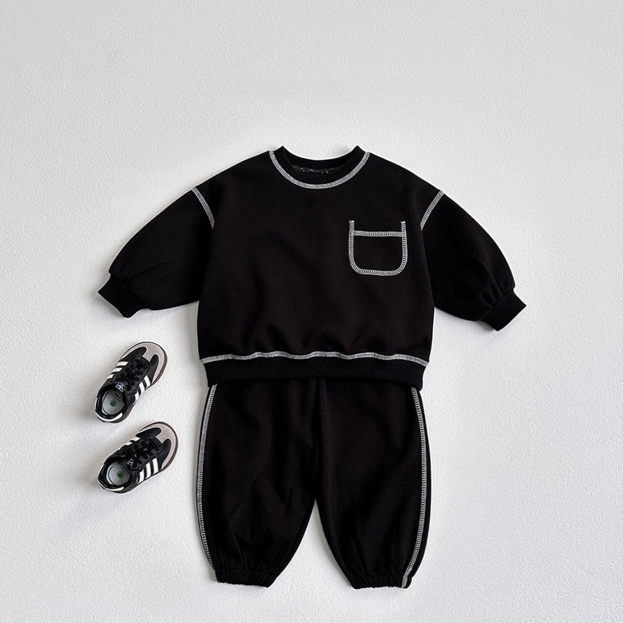 Toddler F25 Stitch Detail Long Sleeve Top and Jogger Pants Set (1-6y) - 2 Colors - AT NOON STORE