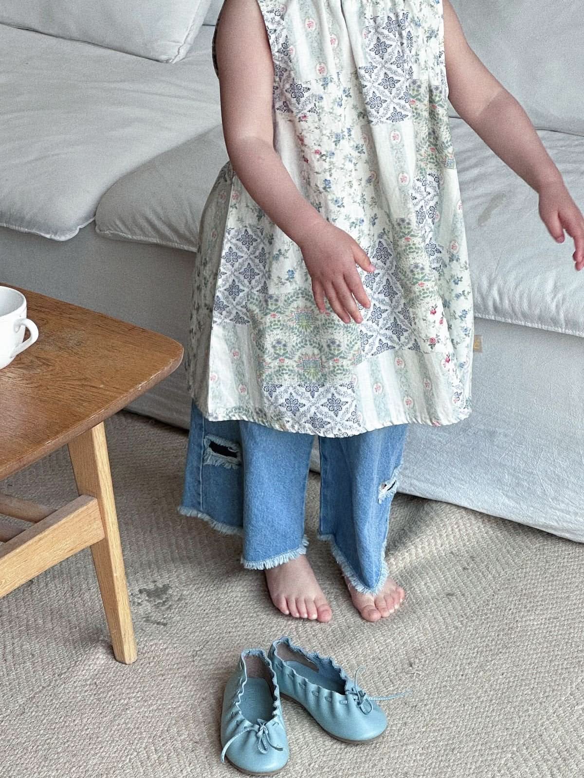 Kids Tie Back Quilt Print Sleeveless Dress (2-6y) - AT NOON STORE