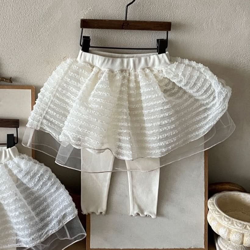 Girls Princess Tulle Skirt Leggings (1-6y) - Cream Skirt - AT NOON STORE