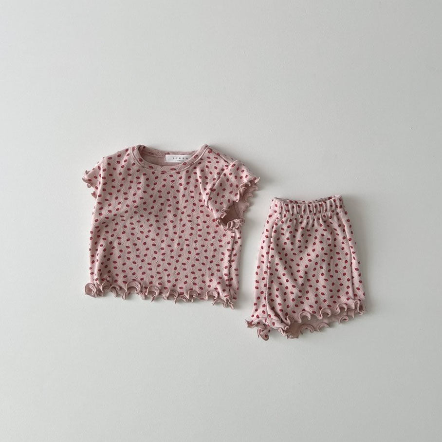 Kids SS25 Lettuce-Edge Short Sleeve Top and Shorts Set (1-6y) - 2 Colors - AT NOON STORE