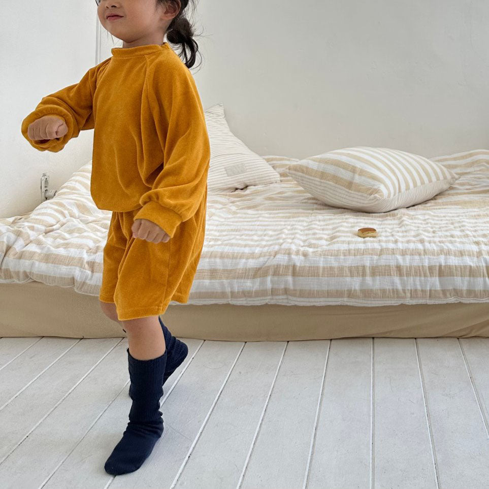 Toddler F25 Terry Cloth Long Sleeve Top and Shorts Set (1-7y) - Mustard - AT NOON STORE