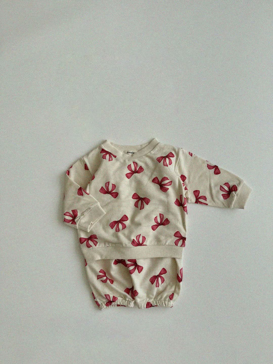 Baby Toddler Aosta F24 Pink Bow Print Jogger Pants (3m-5y) - Ivory - AT NOON STORE