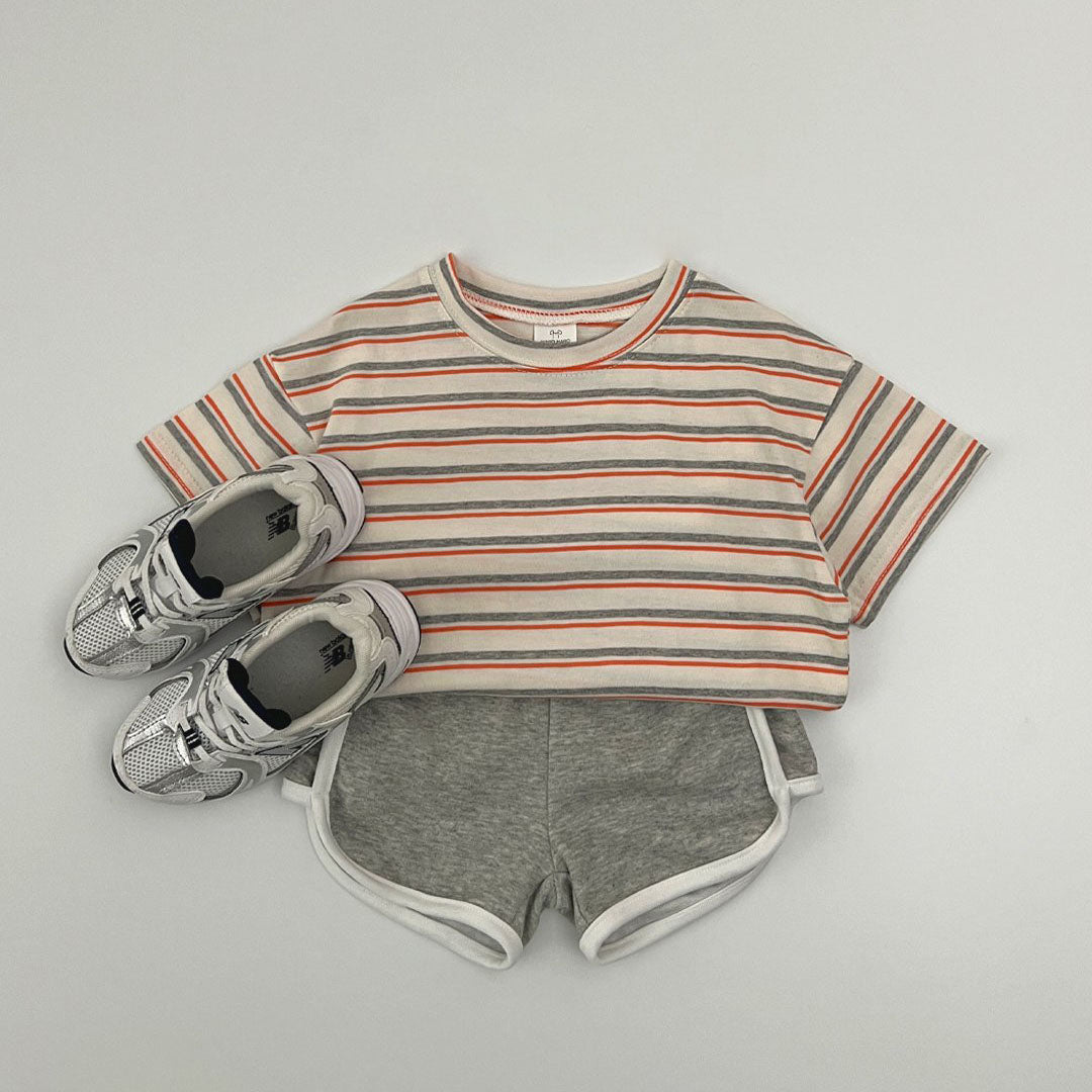 Kids S25 Multi Color Stripe Short Sleeve Top (3-8y) - Cream