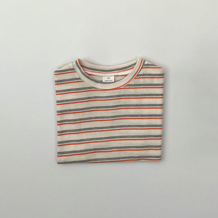 Kids S25 Multi Color Stripe Short Sleeve Top (3-8y) - Cream