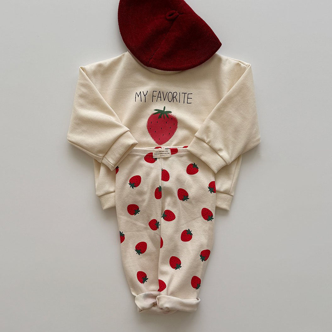 Baby/Toddler Aosta F25 Strawberry Long Sleeve Sweatshirt (3m-5y) - Ivory - AT NOON STORE