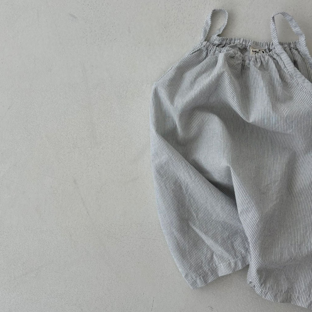 Baby Land SS25 Stripe Overalls (4-15m) - Sky Blue