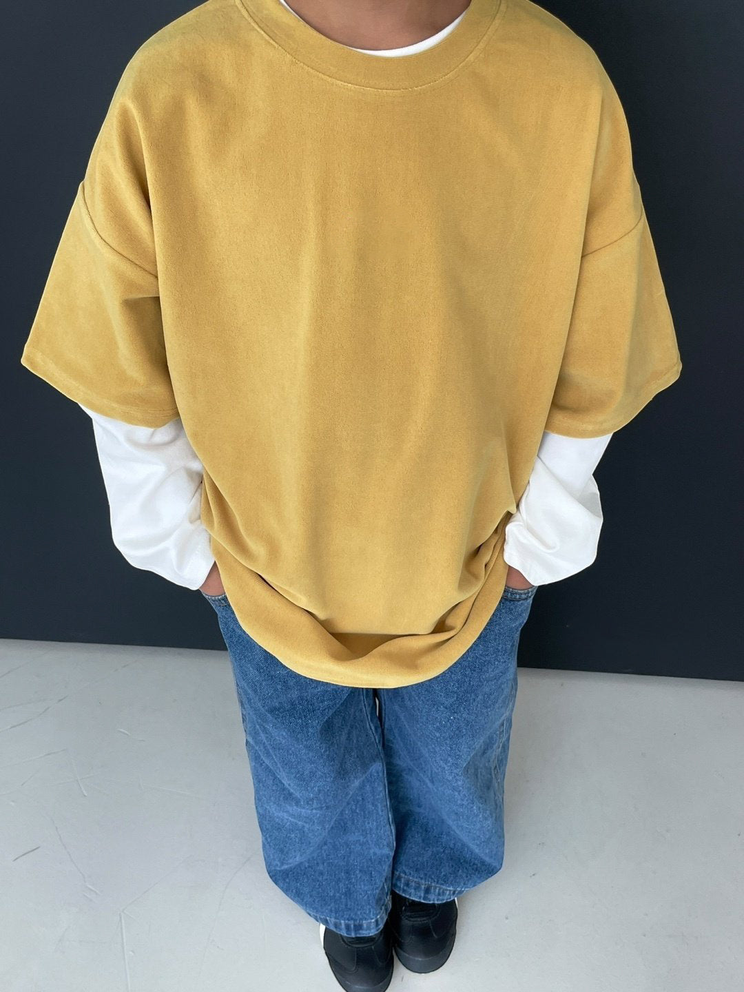 Toddler F25 Velvet Short Sleeve Loose Fit Top (2-7y) - 3 Colors