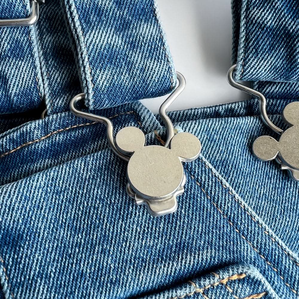 Toddler Disney Minnie Embroidery Kangaroo Pocket Denim Skirtalls (1-6y) - AT NOON STORE