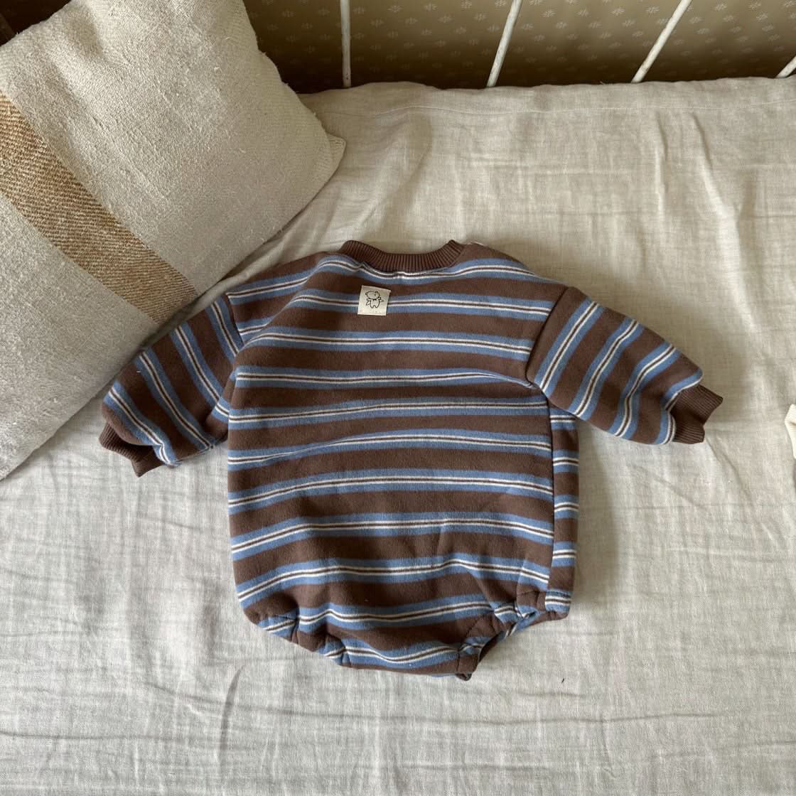 Baby Fleece Lined Stripe Sweatshirt Romper (0-24m) - 2 Colors - AT NOON STORE