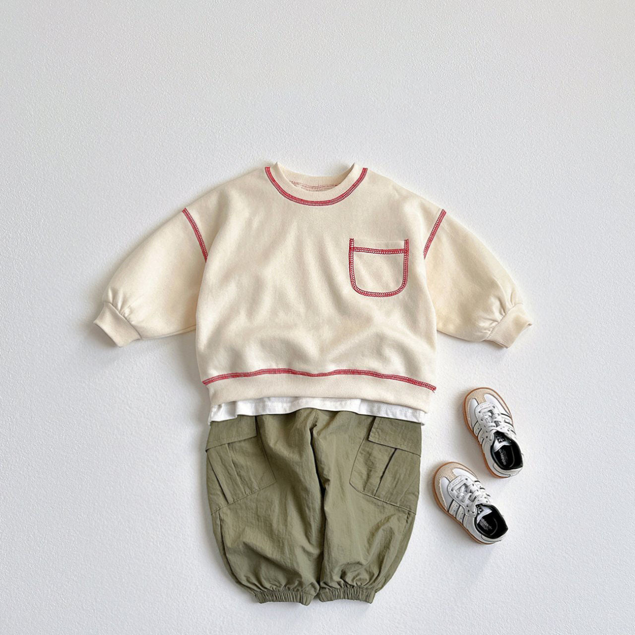 Toddler F25 Stitch Detail Long Sleeve Top and Jogger Pants Set (1-6y) - 2 Colors - AT NOON STORE
