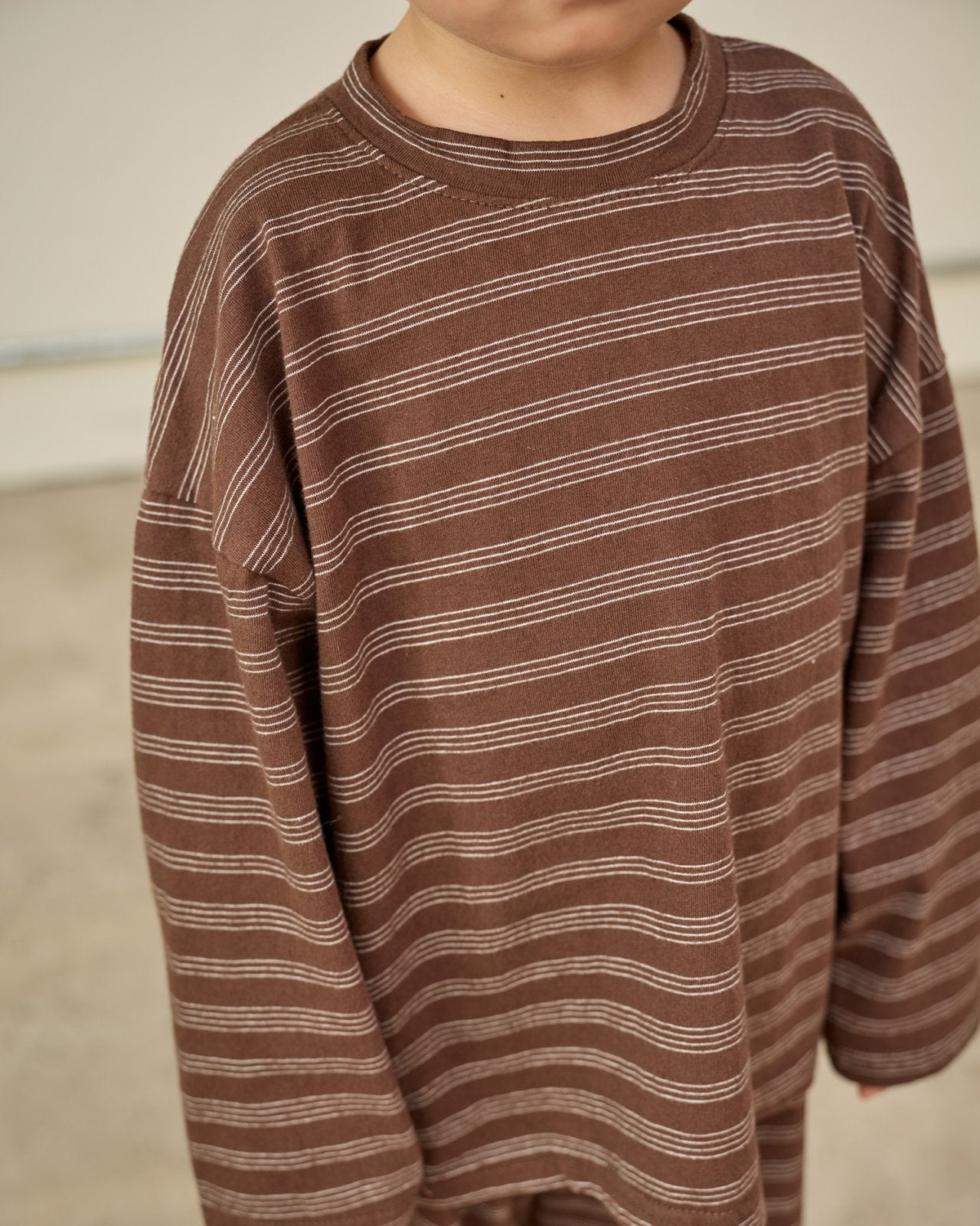 Toddler F25 Stripe Long Sleeve Top and Wide Pants Set (2-8y) - Brown - AT NOON STORE