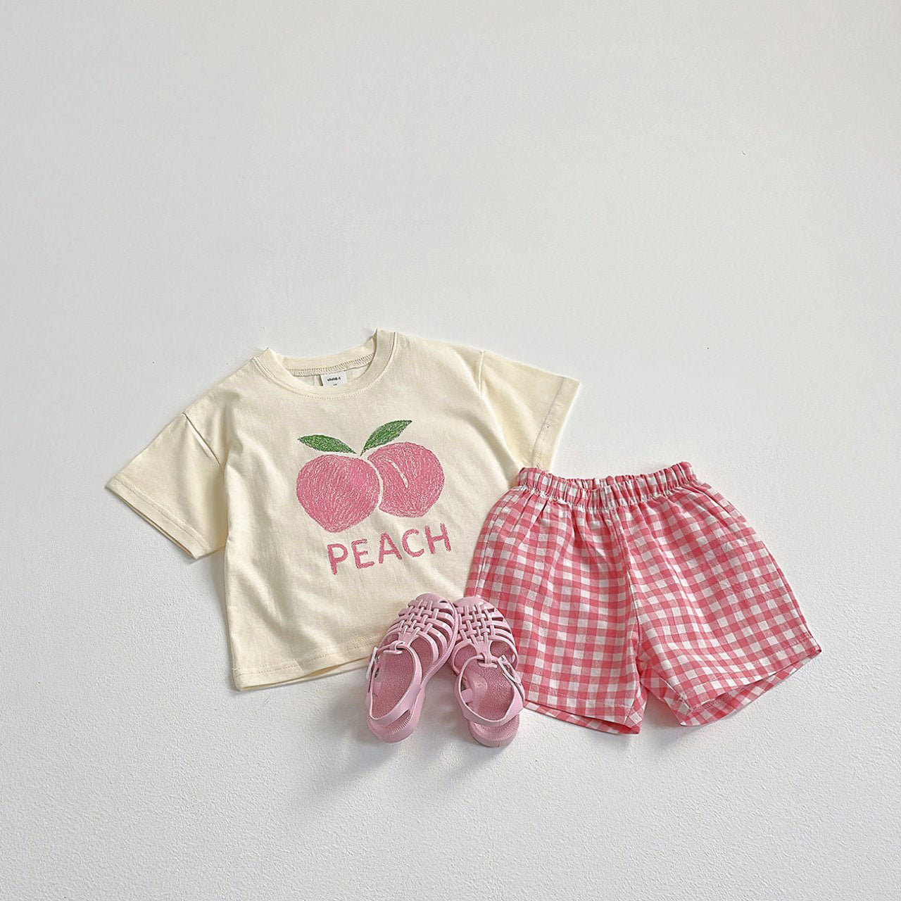 Toddler SS25 Fruit Print Short Sleeve Top and Gingham Shorts Set (1-6y) - 4 Colors - AT NOON STORE