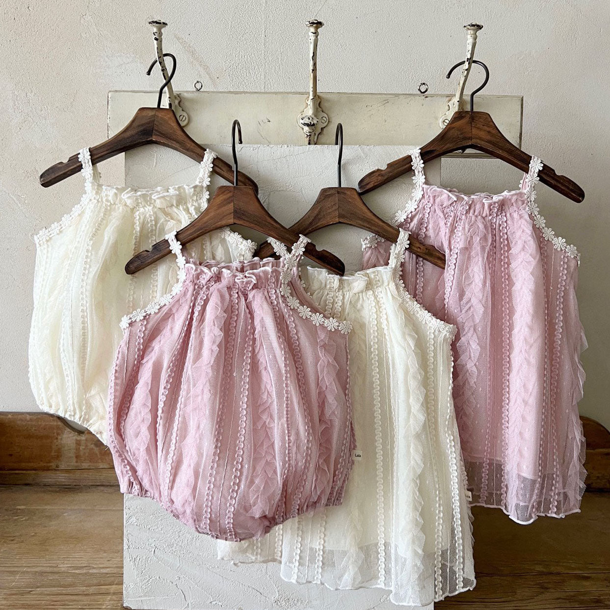 Toddler Lala SS25 Flower Strap Lace Bubble Dress (1-6y) - 2 Colors - AT NOON STORE