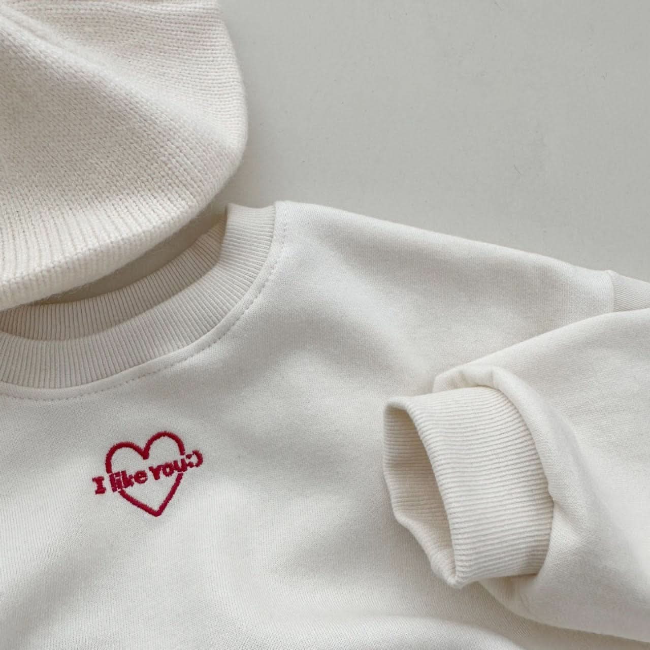 Toddlers I Like You Embroidery Crop Sweatshirt (2m-6y) - 2 Colors - AT NOON STORE