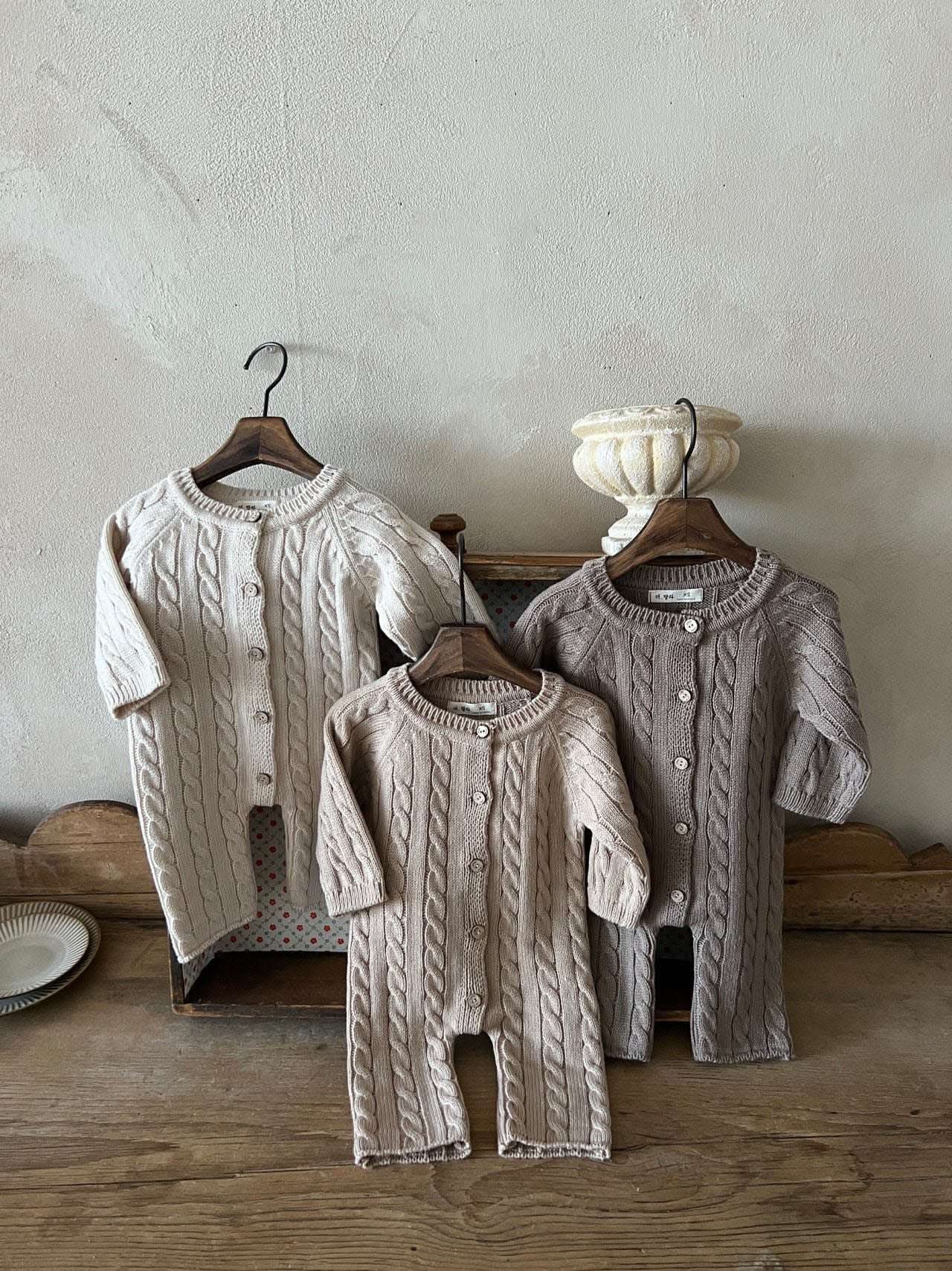 Baby Cable Knit Sweater Long Sleeve Jumpsuit (0-24m) - 3 Colors - AT NOON STORE