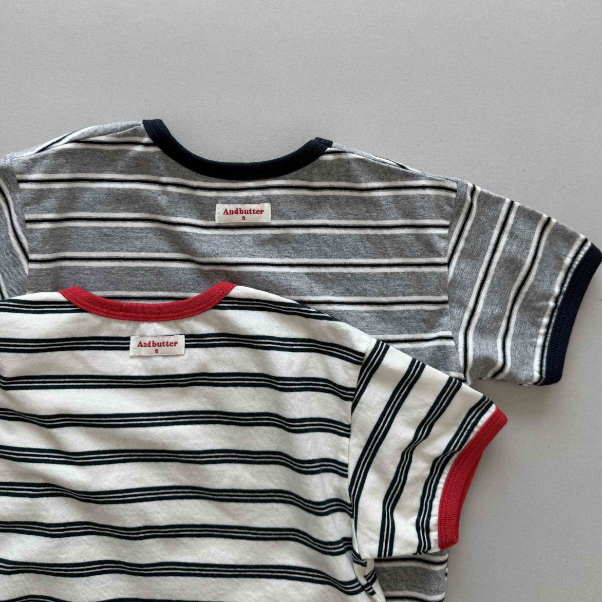 Toddler SS25 Contrast Trim Stripe Short Sleeve Top (3-7y) - 2 Colors - AT NOON STORE