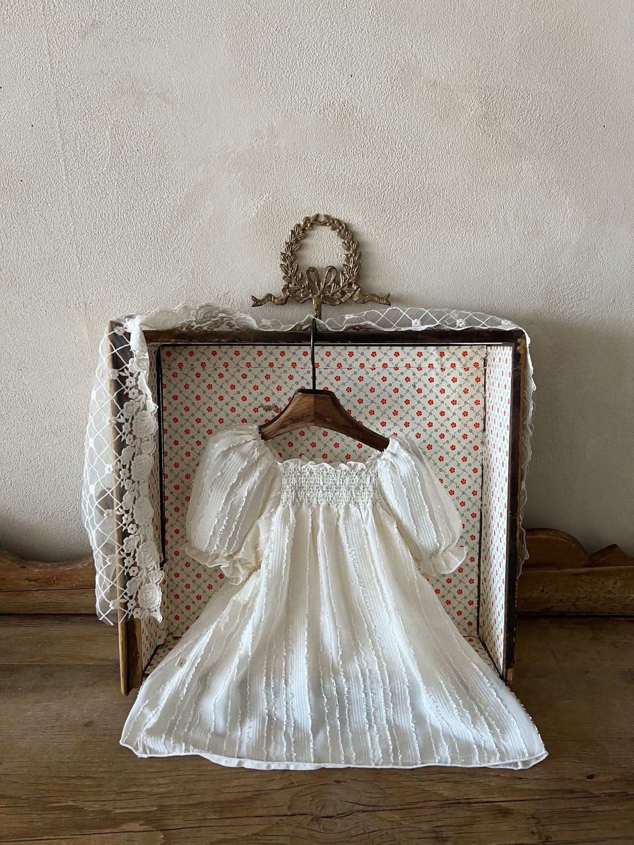 Girl Milky Way Smocked Yoke Short Puff Sleeve Dress (1-6y) - Ivory - AT NOON STORE