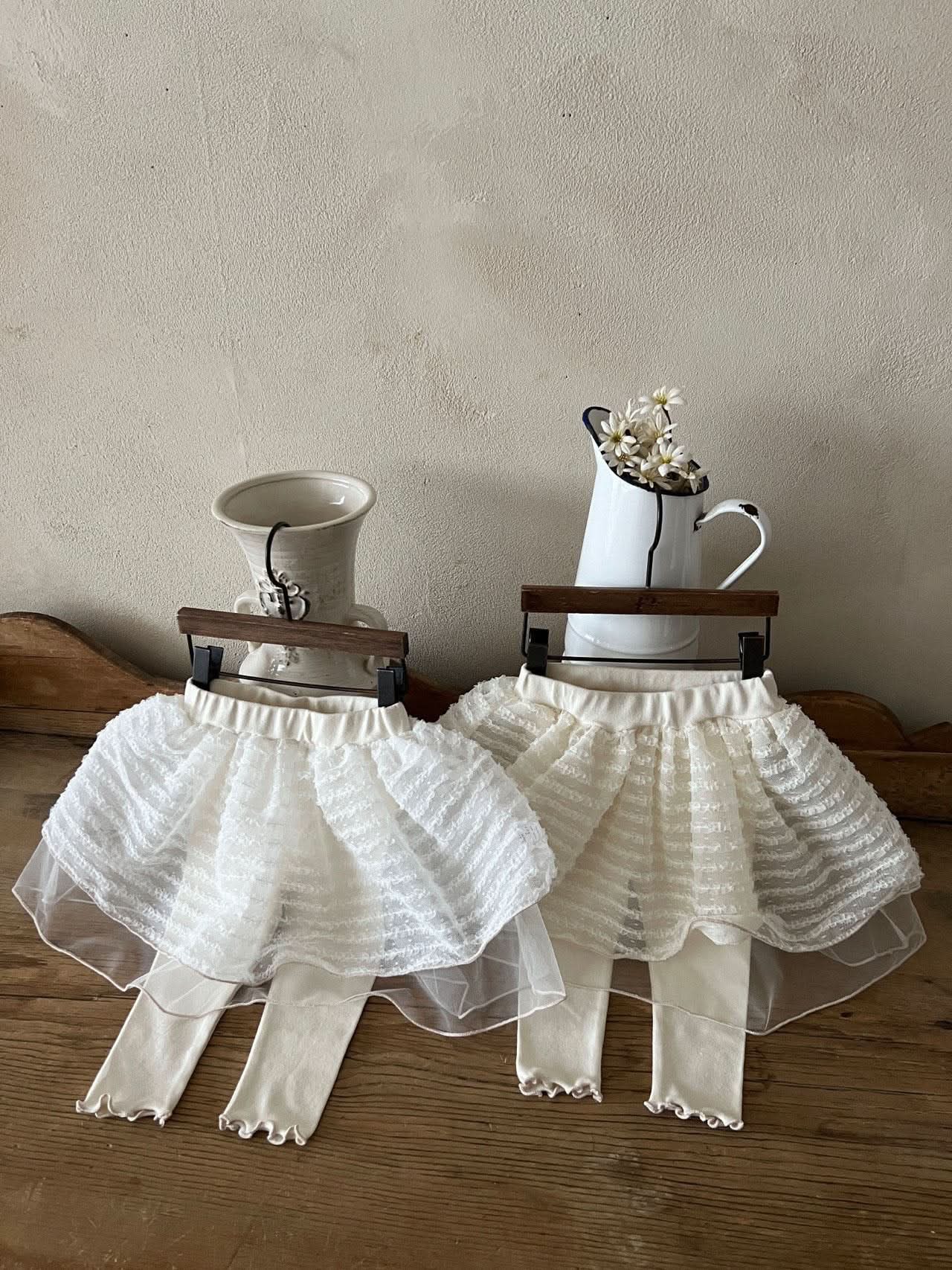 Girls Princess Tulle Skirt Leggings (1-6y) - Cream Skirt - AT NOON STORE