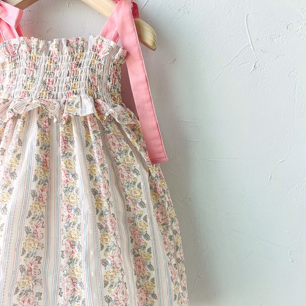 Toddler Milk SS25 Tie Shoulder Smocked Bodice Dress (1-7y) - Floral - AT NOON STORE