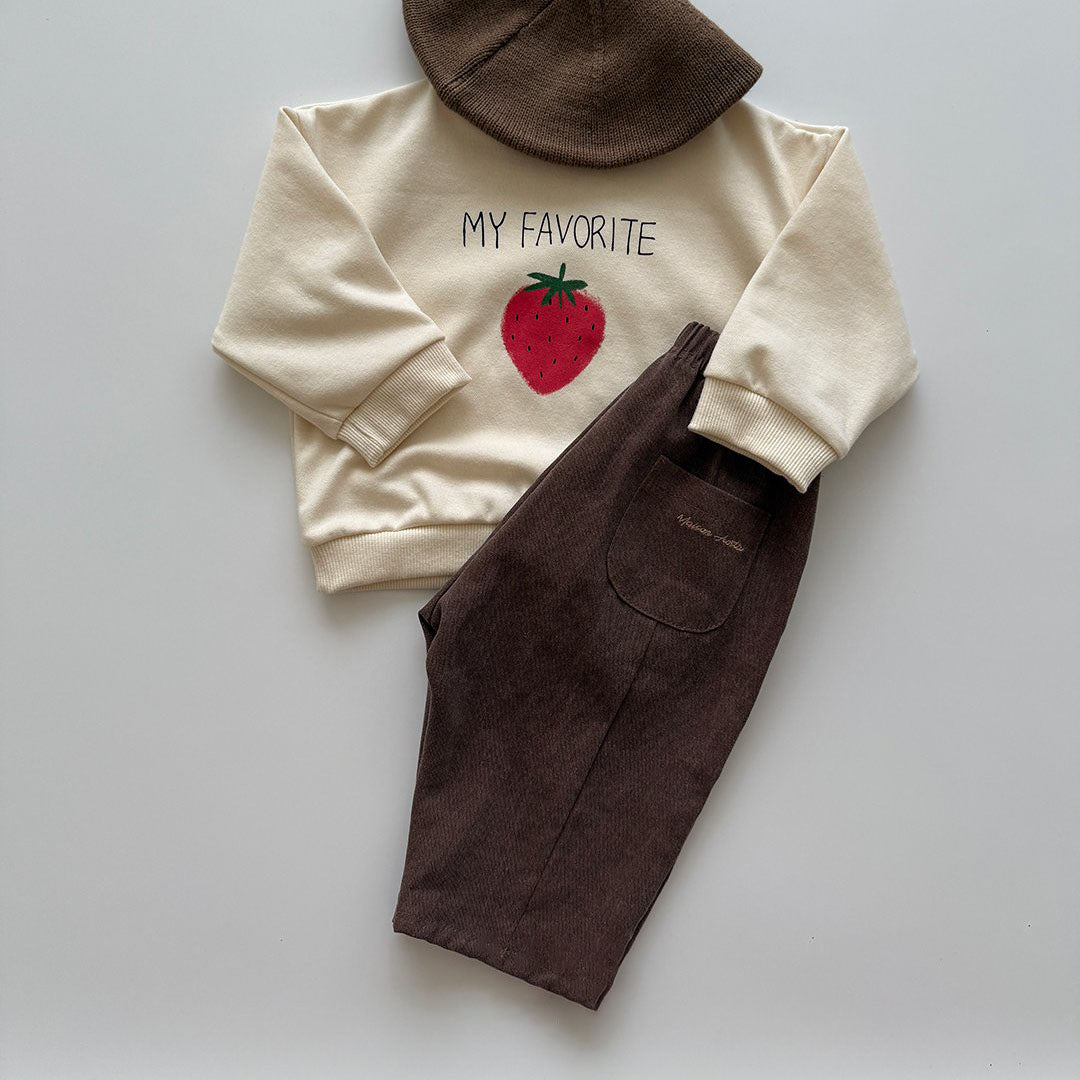 Baby/Toddler Aosta F25 Strawberry Long Sleeve Sweatshirt (3m-5y) - Ivory - AT NOON STORE