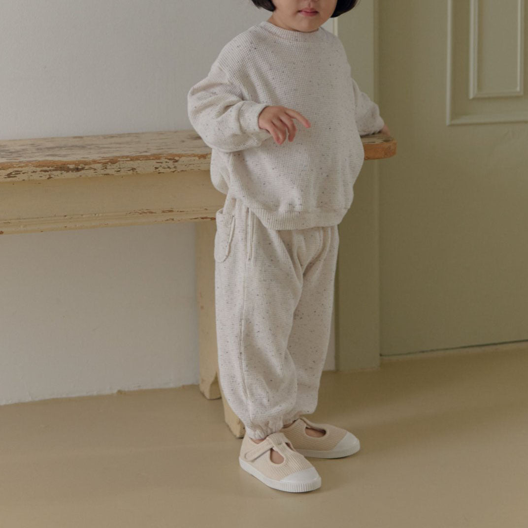 Kids F25 Waffle Confetti Long Sleeve Sweatshirt and Jogger Pants Set (1-7y) - Ivory - AT NOON STORE