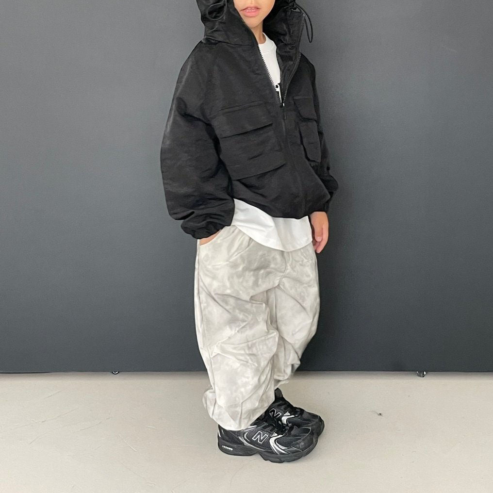 Toddler F25 Multi Pocket Adjustable Hem String Hooded Jacket (3-7y) - Black - AT NOON STORE
