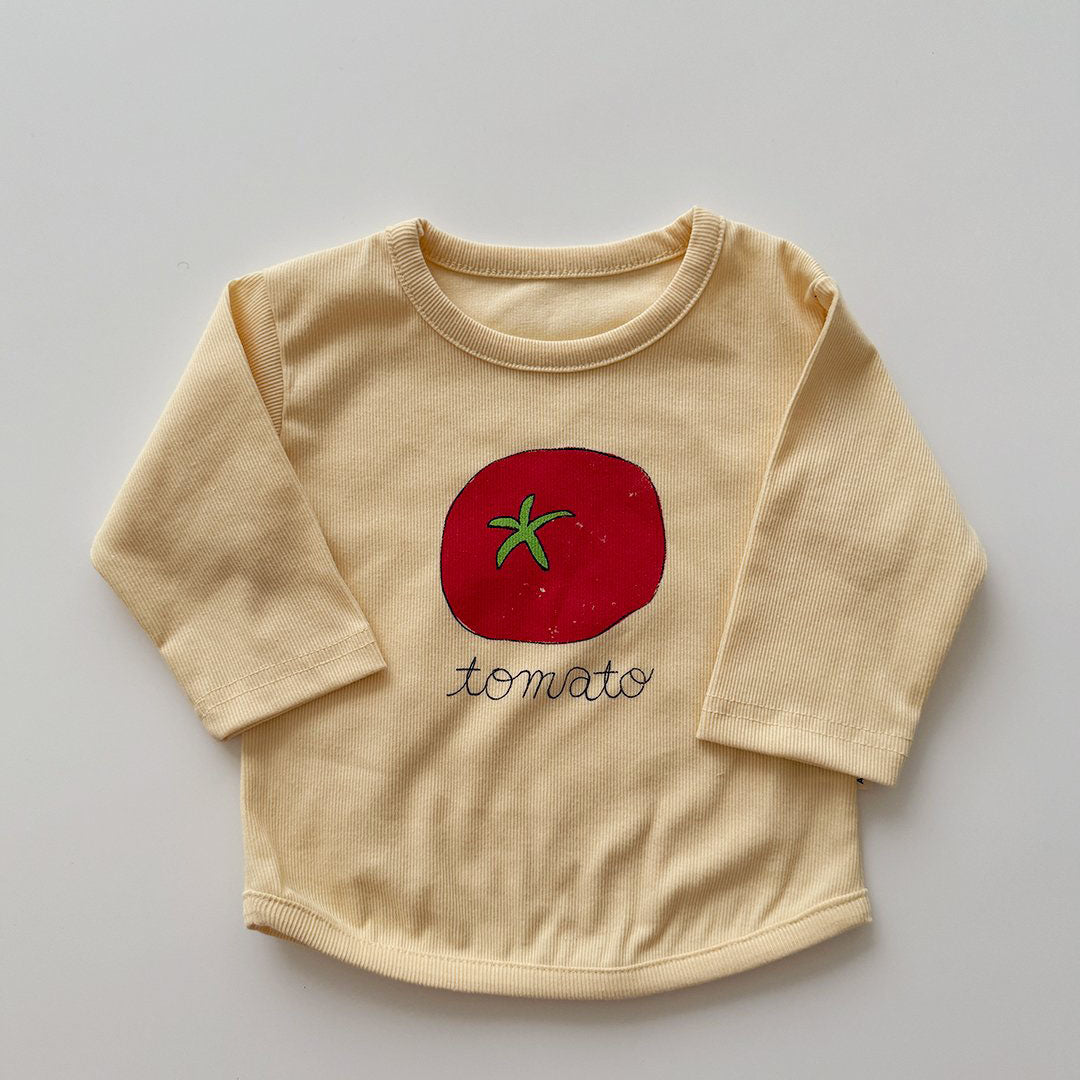 Baby/Toddler Aosta F25 Tomato Print Ribbed Long Sleeve Top (3m-5y)- 2 Colors - AT NOON STORE