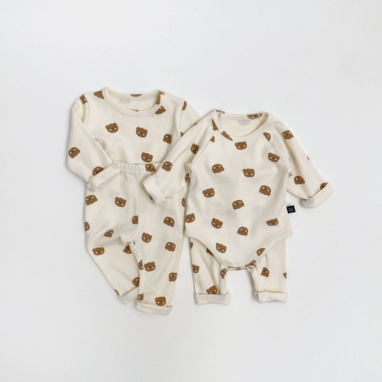 Baby S25 Bear / Strawberry Printed Bodysuit and Pants Set (0-12m) - 2 Colors - AT NOON STORE