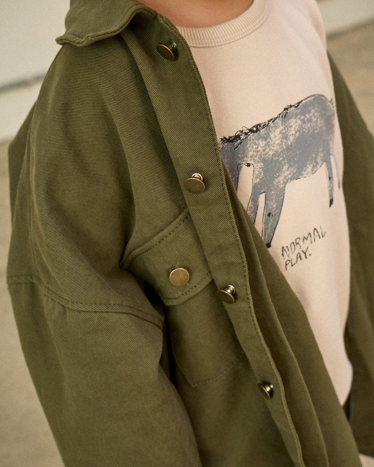 Toddler F25 Twill Cotton Military Jacket (2-8y) - Olive - AT NOON STORE