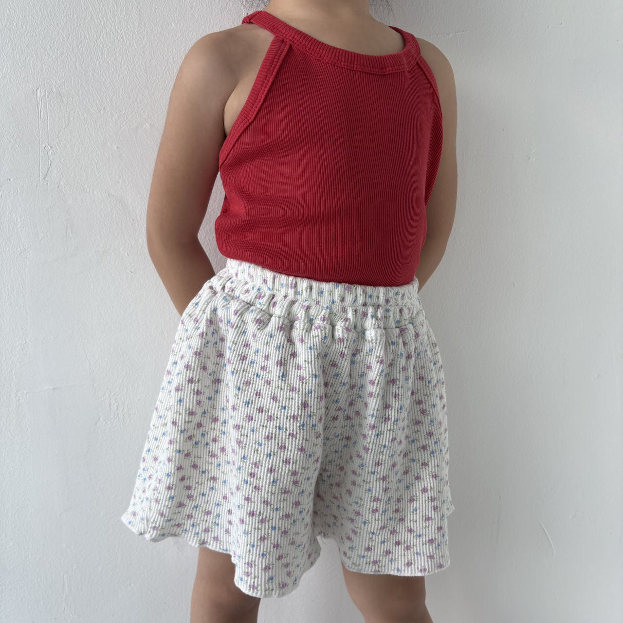 Toddler SS25 Floral Waffle Shorts (1-7y) - Ivory