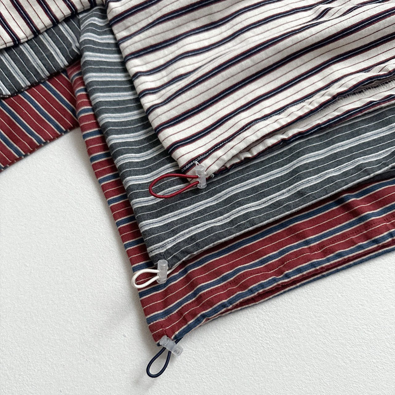 Toddler W25 Adjustable Hem Stripe Collar Long Sleeve Top (2-7y) - 3 Colors