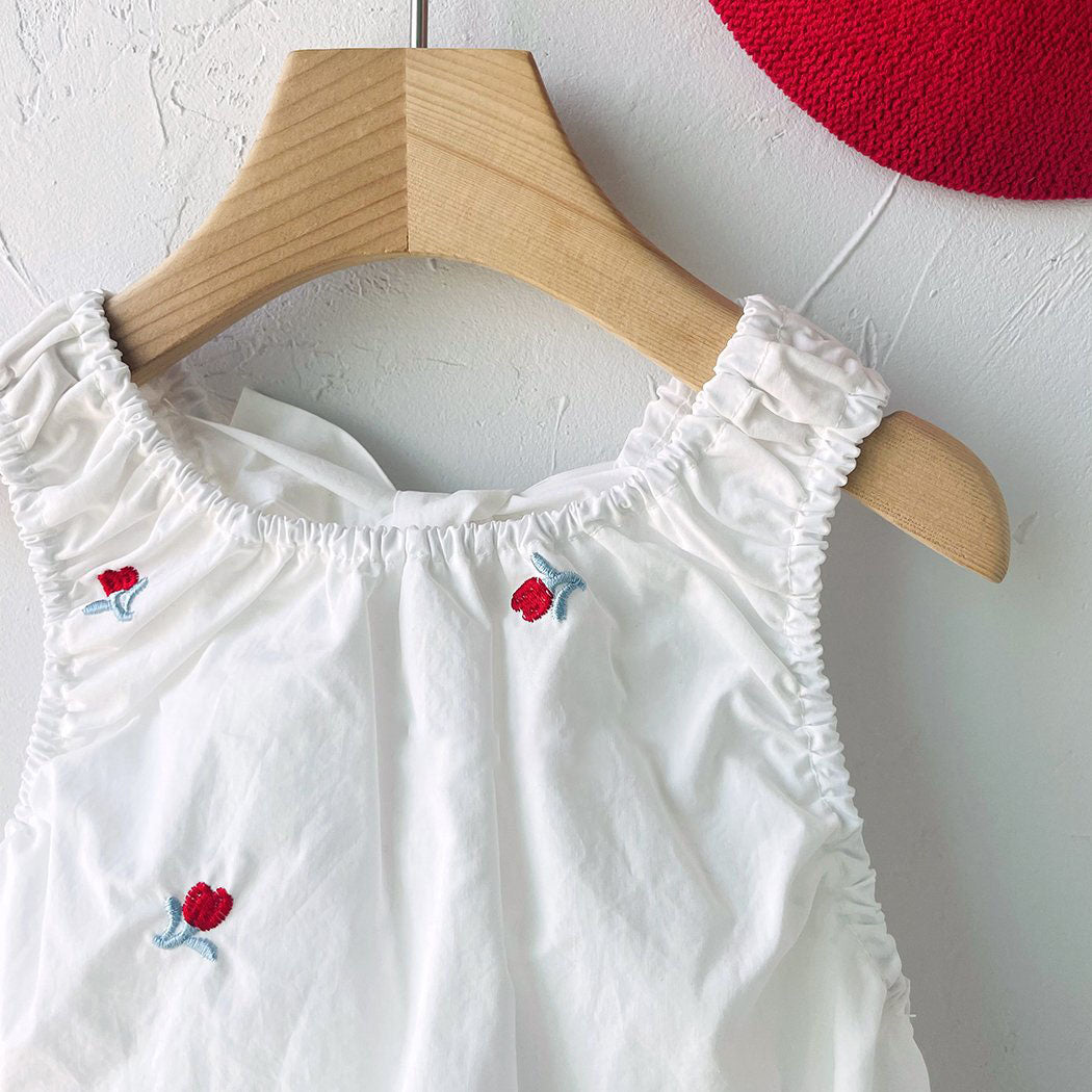 Toddler Milk SS25 Floral Embroidery Sleeveless Tie Back Bubble Dress (1-7y) - Ivory - AT NOON STORE