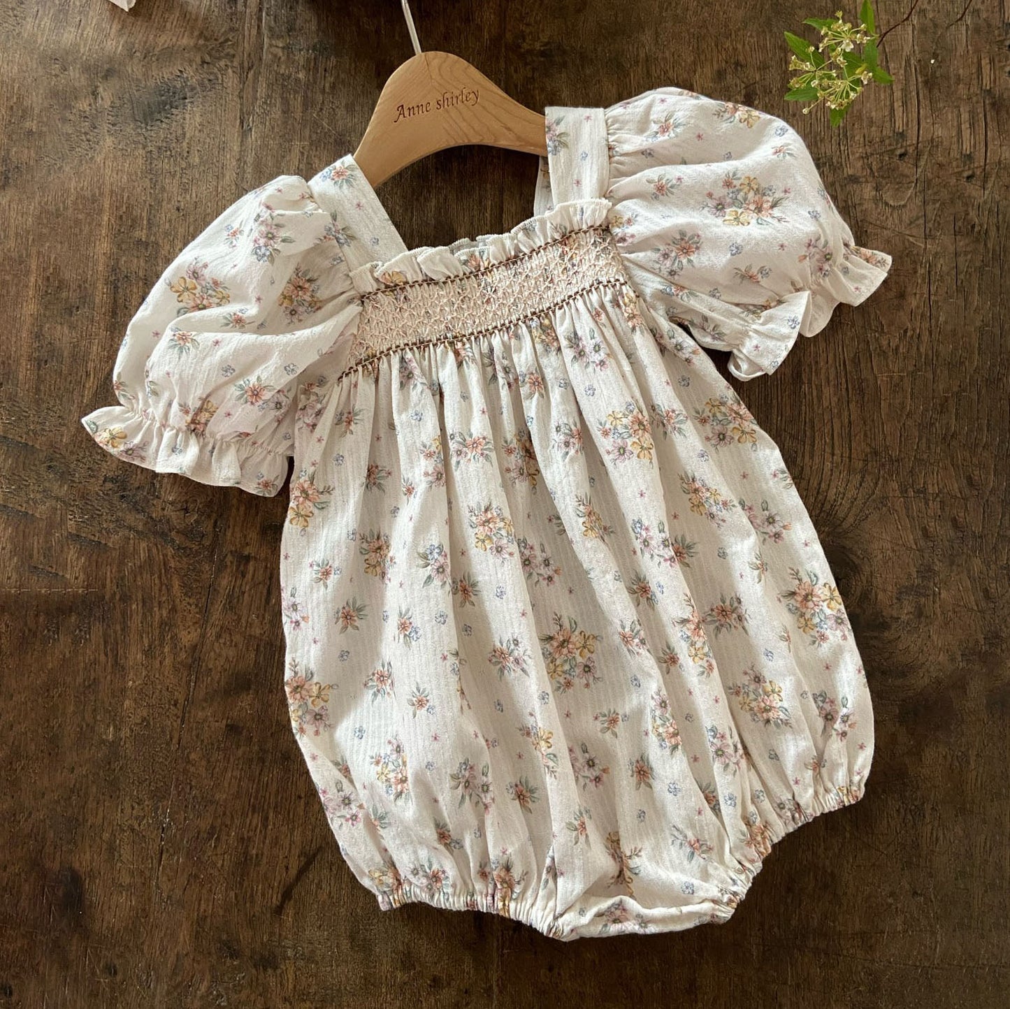 Baby Ann SS25 Floral Puff Short Sleeve Bubble Romper (3-18m) - Floral
