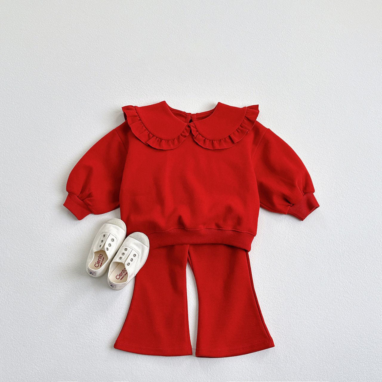 Toddler F25 Ruffled Collar Long Sleeve Top and Flare Pants Set (1-6y) - 2 Colors - AT NOON STORE