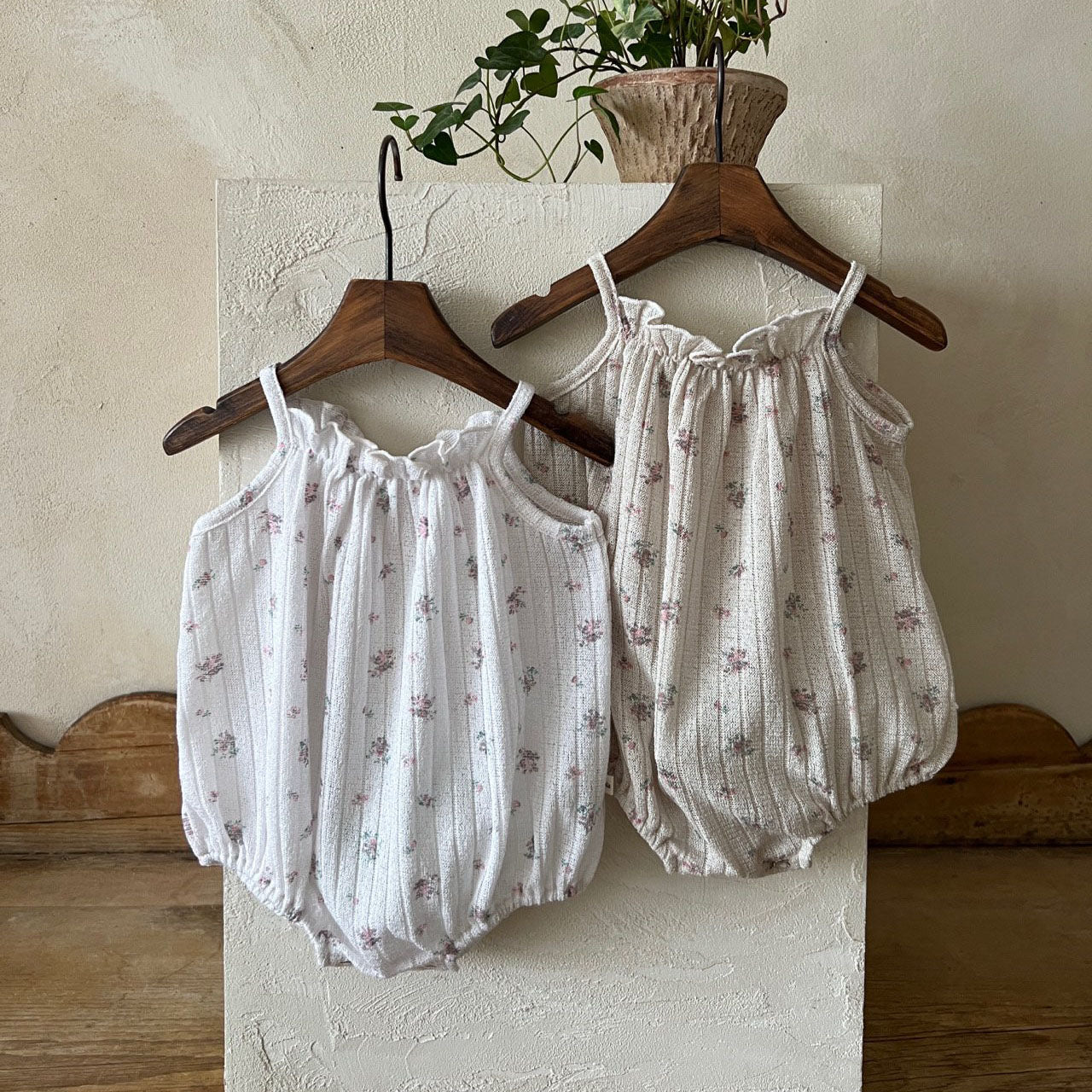 Baby Lala SS25 Floral Spaghetti Strap Bubble Romper (6-24m) - 2 Colors - AT NOON STORE