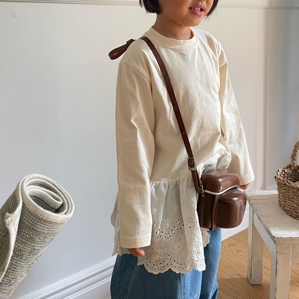 Toddler F25 Lace Detail Long Sleeve Top (1-7y) - Ivory - AT NOON STORE