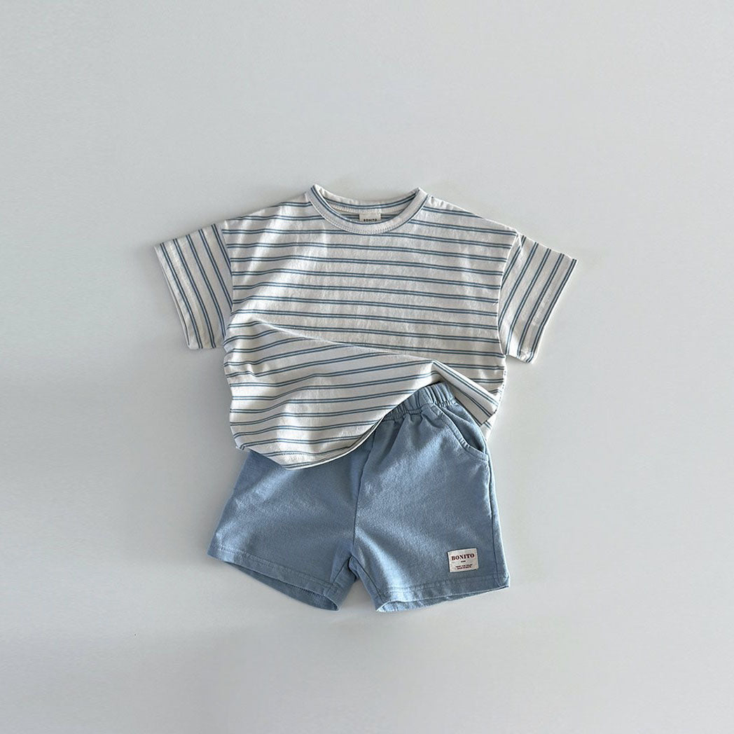 Toddler Long Sleeve Sweatshirt, Short Sleeve Stripe Tee and Shorts 3 Piece Set (12m-10y) - 2 Colors - AT NOON STORE