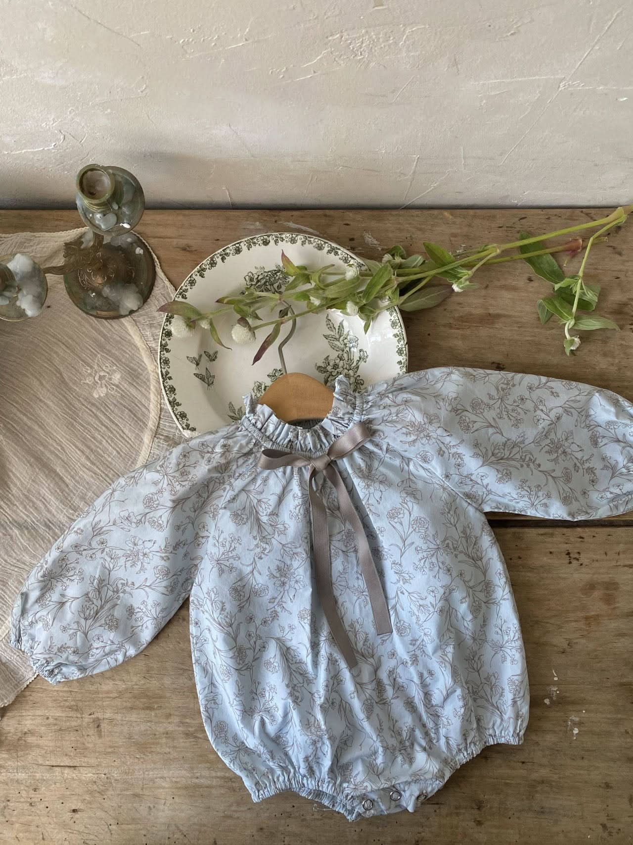 Baby Frill Neck Bow Detail Botanic Romper (6-18m) - 2 Colors - AT NOON STORE