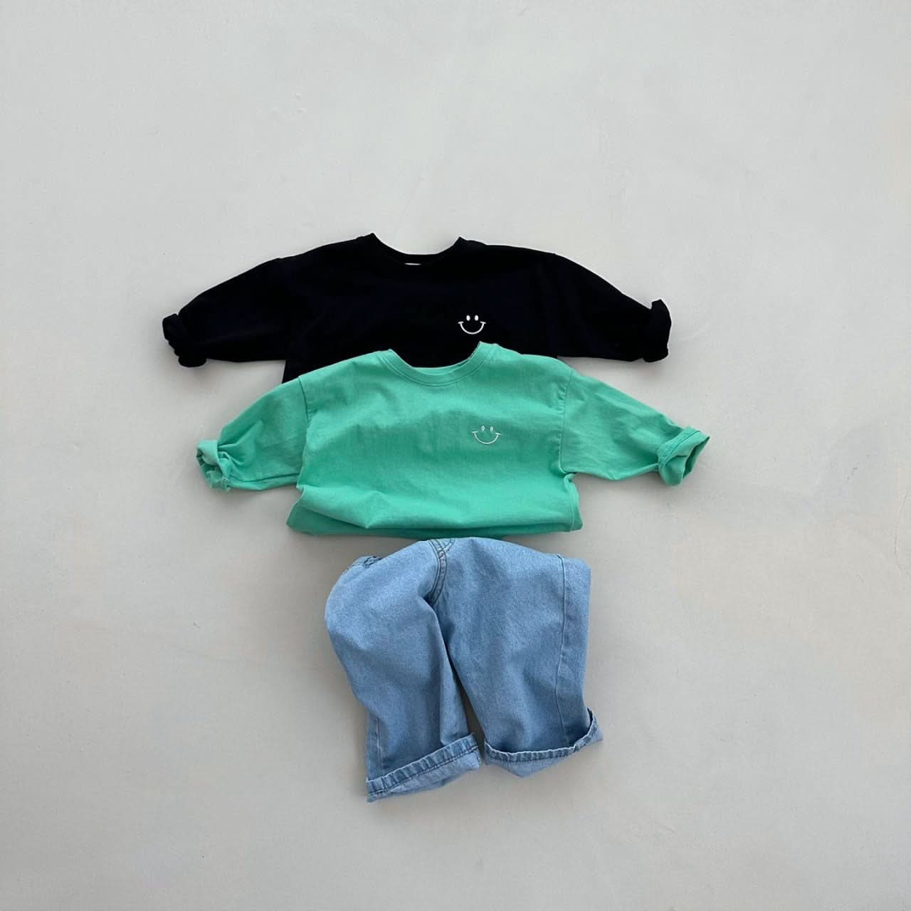 Kids Smile Embroidery Bagic Long Top (3m-6y) - 6 Colors - AT NOON STORE